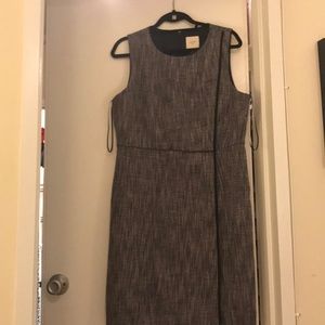 J.Crew Wrap Work Dress Navy White Tweed 14